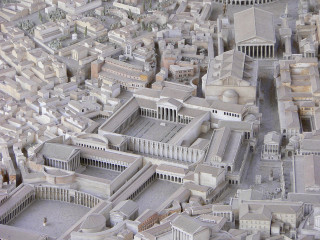 Detailed city model buildings trees - classical realism free wallpaper