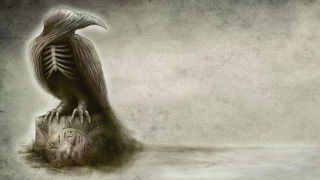 Bird rock clock skeleton sitting - a skeleton free wallpaper