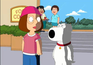 Cartoon woman dog talking building - optical illusion free wallpaper for desktop