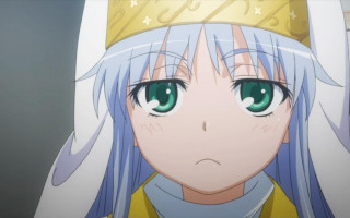 Girl blue hair crown green - a sad expression free wallpaper