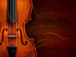 Violin musical notes red background 4 - beautiful composition free wallpaper