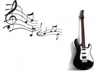 Guitar musical notes wall sticker 2 - musical note free wallpaper