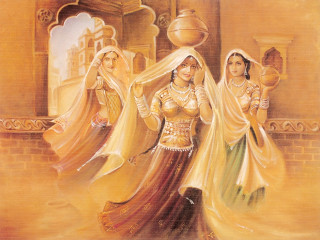 Three women traditional indian garb - three woman free wallpaper