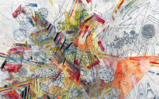 Colored lines shapes painting artwork - an abstract drawing free wallpaper