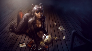 Woman cat suit deck cards - card free wallpaper