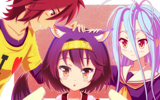 Three anime girls purple hair 5 - a detailed drawing free wallpaper