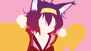 Woman cat ears red dress - flat color free wallpaper