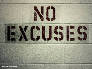 Brick wall no excuses sign - expressive free wallpaper for desktop