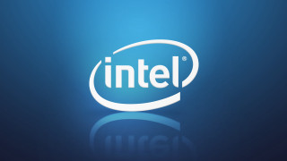 Intel logo blue background reflections - free technology wallpaper for desktop