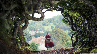 Woman red dress forest castle - movie free wallpaper