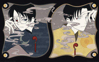 Anime characters smoke mirrors obscured - shin hanga free wallpaper