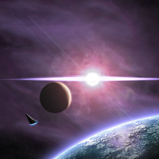 Space scene star planet background - bright free wallpaper for tablet