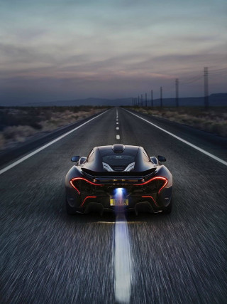 Black sports car night road - panfuturism free wallpaper for mobile