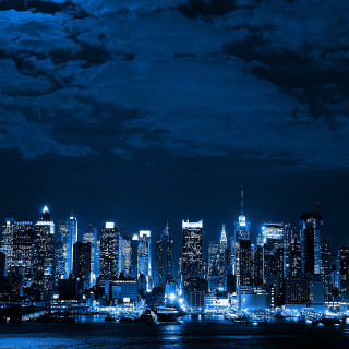 City skyline night boat water 2 - a boat free wallpaper for tablet