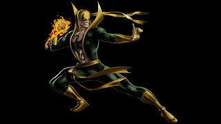 Man green gold costume running - a fireball free wallpaper