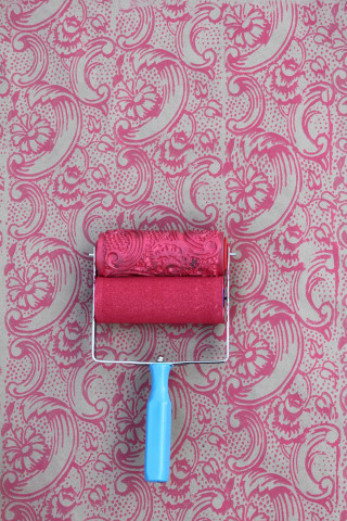 Pink white wall red roller - wall free wallpaper for mobile