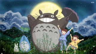 Cartoon man woman totoro child - a cartoon scene free wallpaper