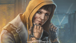 Woman hood yellow hoodie face - cyborg free wallpaper