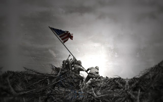 Flag raising black white photo - edward otho cresap ord ii free wallpaper