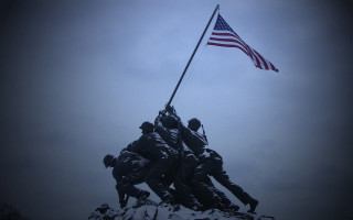 Soldiers raising flag mountain flagpole - the flag free wallpaper