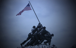 Soldiers raising flag mountain flagpole 2 - the flag free wallpaper