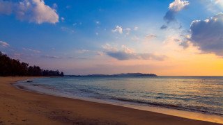 Beach sunset clouds island distance - a small island in the distance free wallpaper