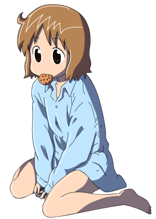 Woman cookie barefoot blue shirt - superflat free wallpaper for mobile