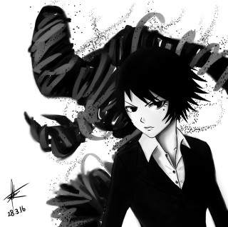 Aya goda anime black white - background free wallpaper for tablet