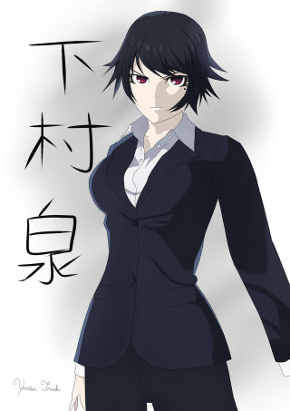 Woman suit tie hand hip - a hand free wallpaper