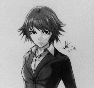 Woman short haircut shirt drawing - background free wallpaper for tablet