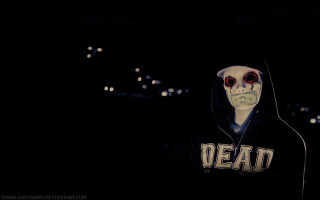 Skeleton face hoodie dark lights - behind them free wallpaper for desktop