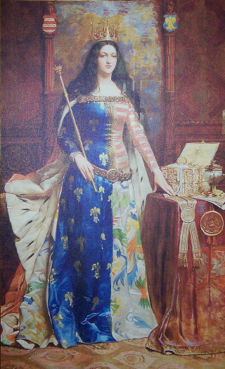Woman blue dress crown sword - a painting of a woman free wallpaper for mobile