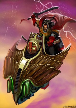 Man motorcycle sword helmet riding - warhammer free wallpaper for mobile