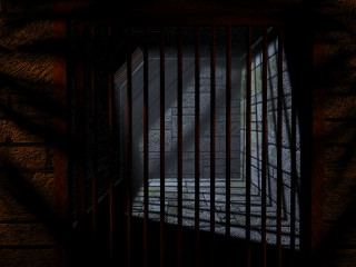 Jail cell bars bench center - center area free wallpaper