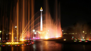 Fountain lights water night tower - basuki abdullah free wallpaper