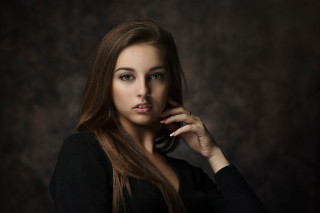 Woman long hair posing hand 12 - free portrait wallpaper for desktop