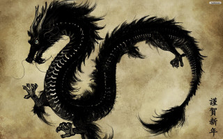 Black dragon chinese writing gothic - a charcoal drawing free wallpaper
