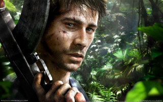 Man holding knife jungle bush - cryengine free wallpaper for desktop