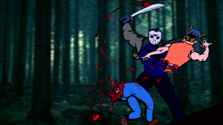 Cartoon man knife woman bloody - action scene free wallpaper