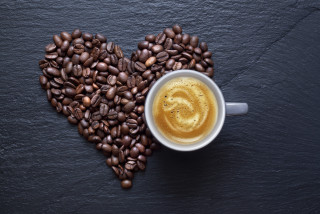 Coffee heart beans black gray - morning free wallpaper