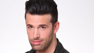 Man goatee leather jacket posing 2 - his tongue free wallpaper