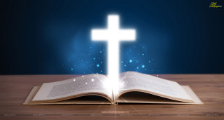 Open book cross table blue - an open book free wallpaper