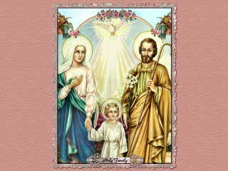 Jesus mary child painting religious - a pink border free wallpaper