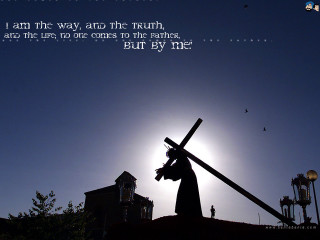 Person holding cross sky background - the way free wallpaper