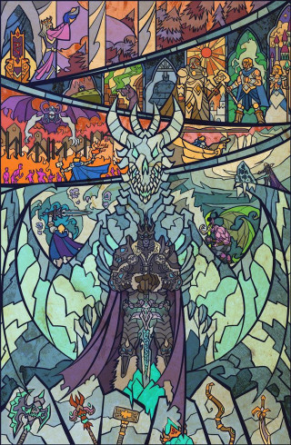Stained glass window knight dragon - anato finnstark free wallpaper for mobile