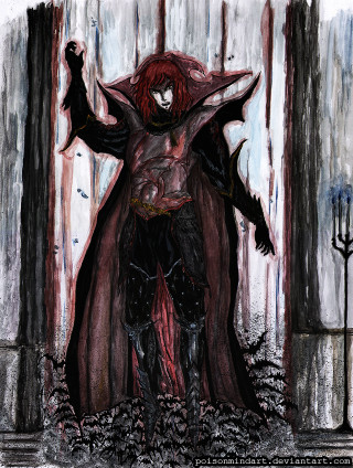Demon standing doorway arms outstretched - a drawing of a demon free wallpaper