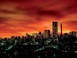 City skyline red sky orange - a red sky in the background free wallpaper