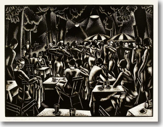 Black white drawing group people 5 - umbrella free wallpaper