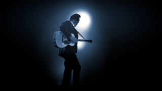 Man guitar dark light ball - a light shining free wallpaper