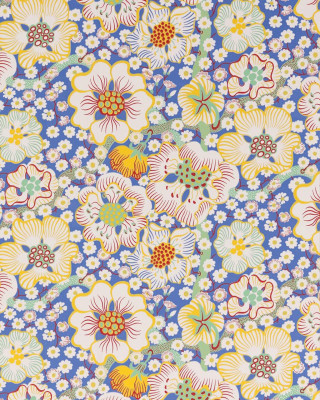 Blue yellow flower pattern white 2 - free abstract wallpaper
